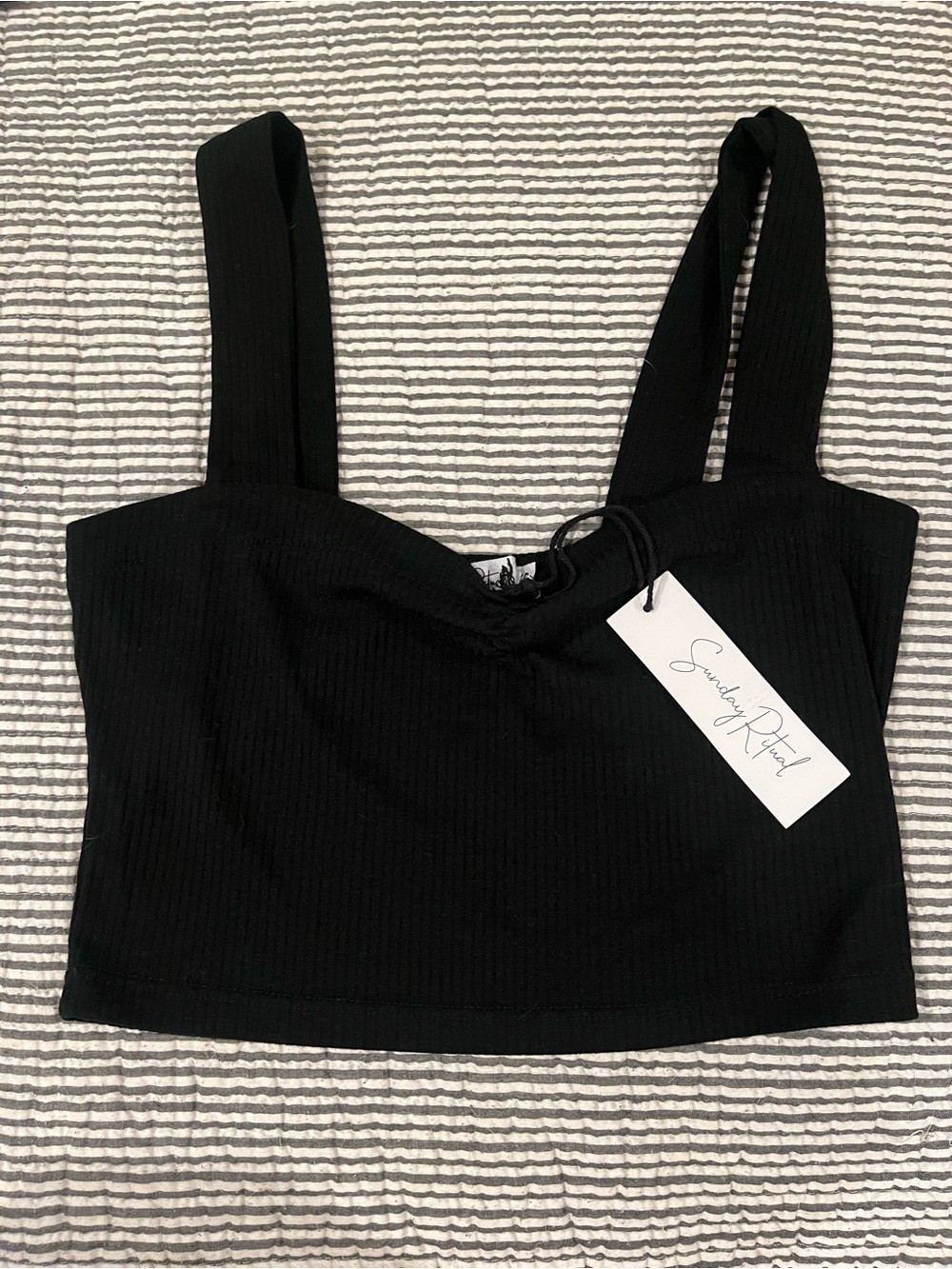 Black Ribbed Crop Top